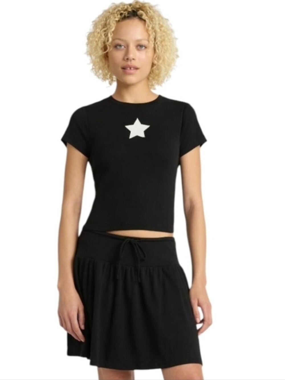 No Boundaries Cropped Baby Tee & Miniskirt All Cotton
